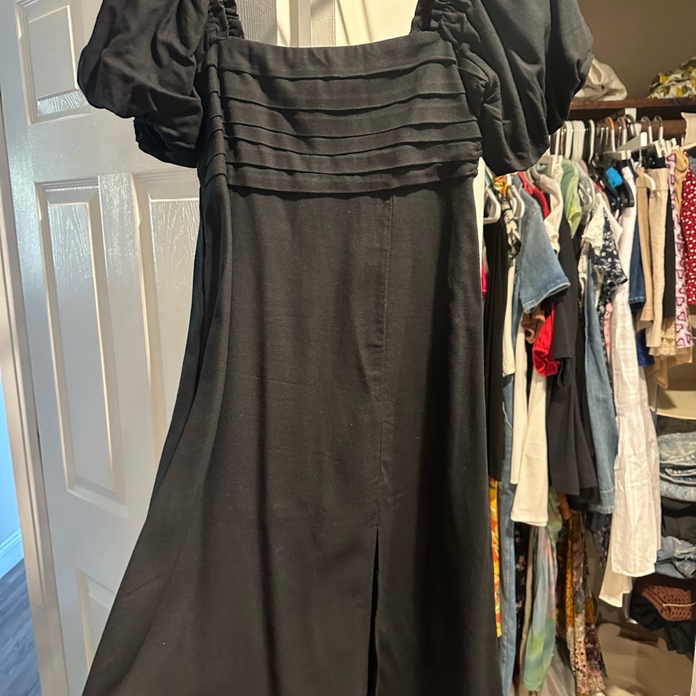 Ami Black Long Sleeve Dress with Puff Shoulders